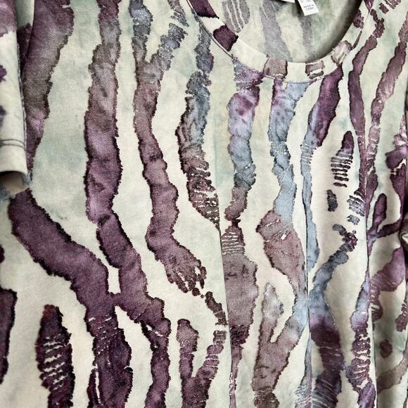 LOGO by Lori Goldstein Women's Size 1X Knit Jacquard Scoop Neck Short Sleeve Top - Picture 4 of 6